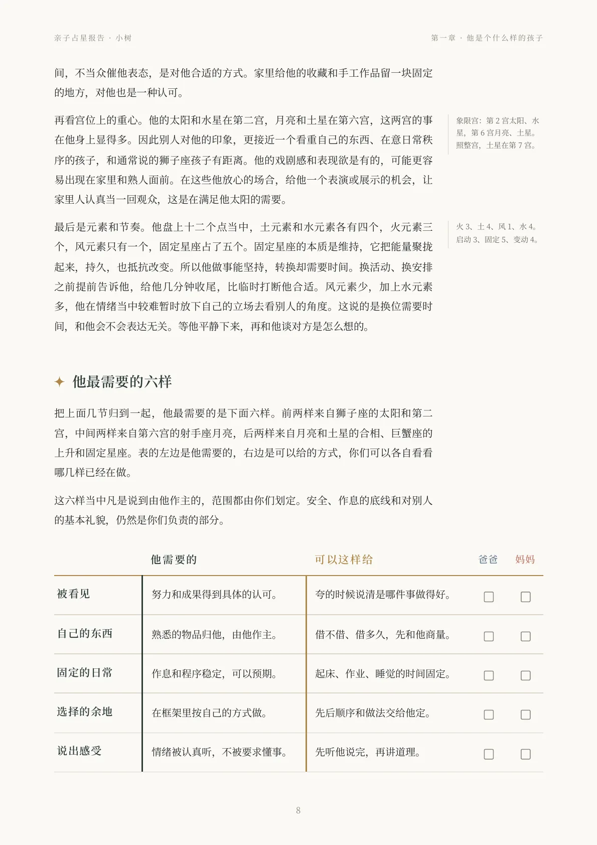 亲子占星报告样稿第 5 页